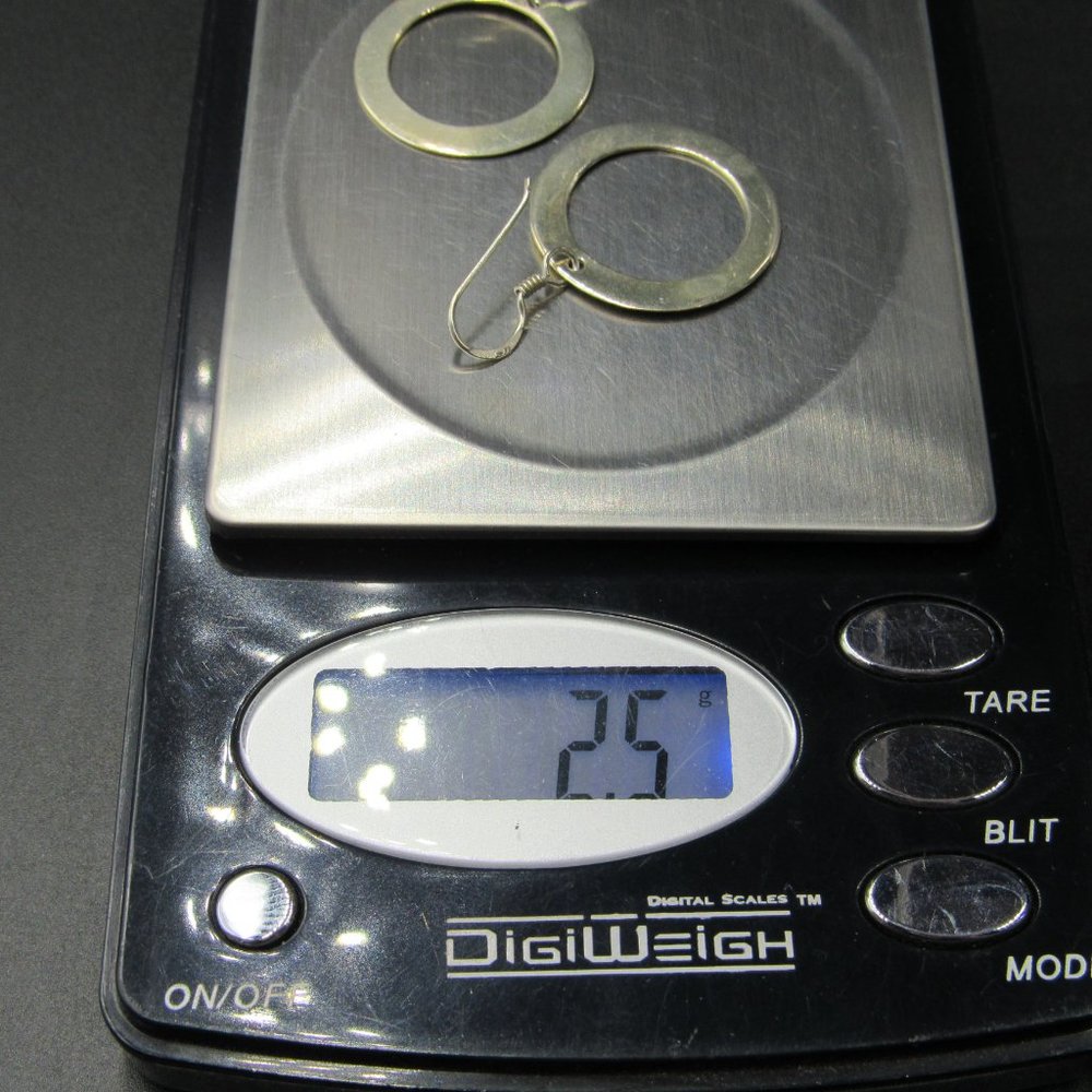 Sterling Silver Flat Circle Dangle Earrings Vinta… - image 5